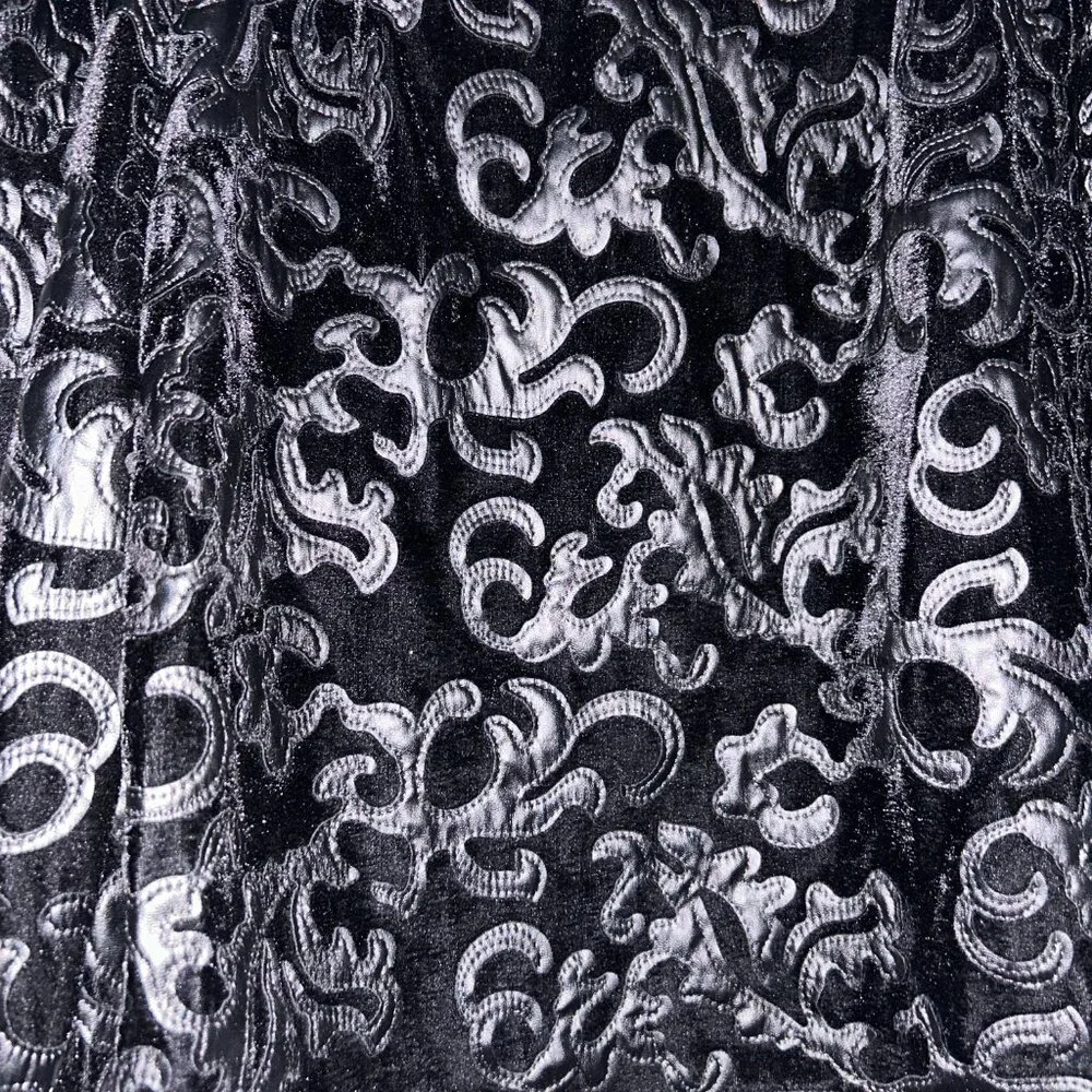 Zara Velvet Baroque/Gothic Appliqué Blouse with Funnel Neck Detail SZ XS - Picture 2 of 8